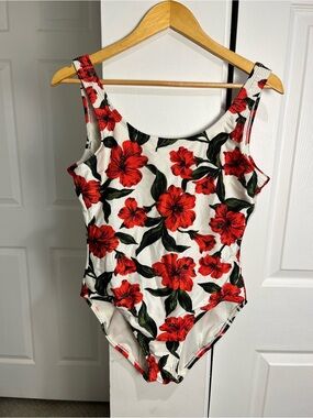 NEW Vintage 90s Catalina Floral Ribbed One-Piece Bathing Swimsuit Women XL NWT